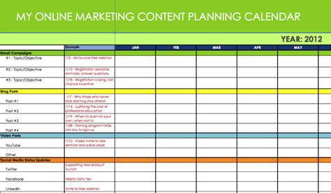 marketing content planner template.